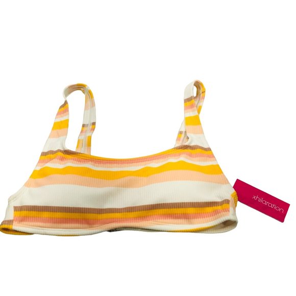 Xhilaration Women's Size Medium 4-6 Ribbed Bralette Bikini Swim Top Striped - Picture 1 of 13